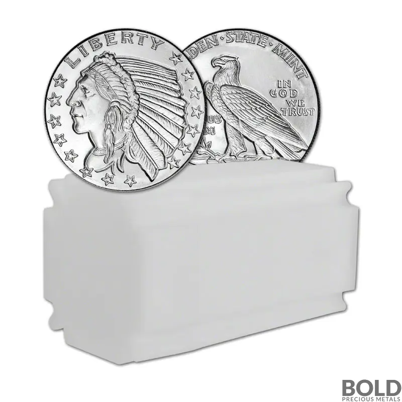 1 oz Incuse Indian Silver Round .999 Fine (Tube of 20)