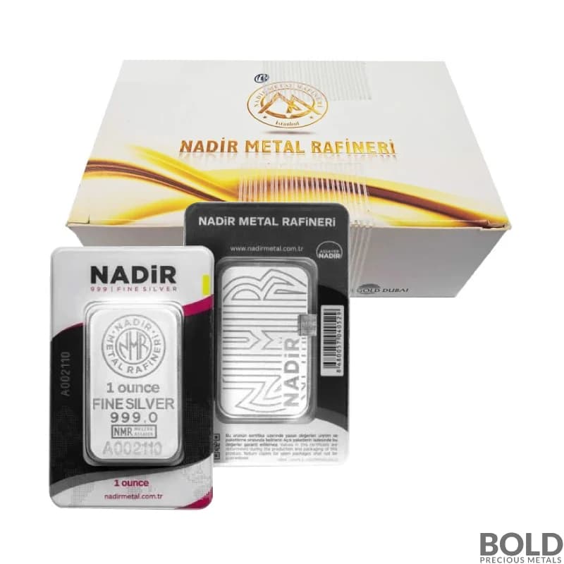 1 oz Nadir Refinery Silver Bar .999 Fine (In Assay) - Box of 35