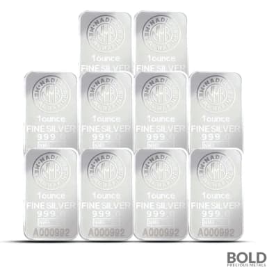 1 oz Nadir Silver Bar (Lot of 10)