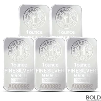 1 oz Nadir Silver Bar (Lot of 5)