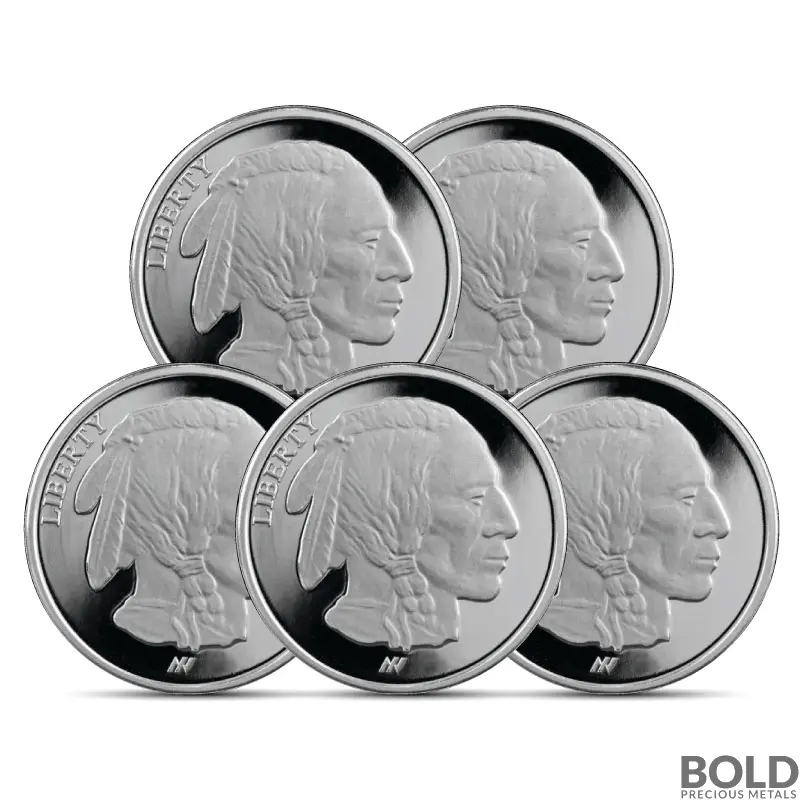 1 oz Asahi Buffalo Design Silver Round Proof (Lot of 5)