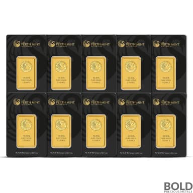 1 oz Perth Mint Gold Bar (Lot of 10)