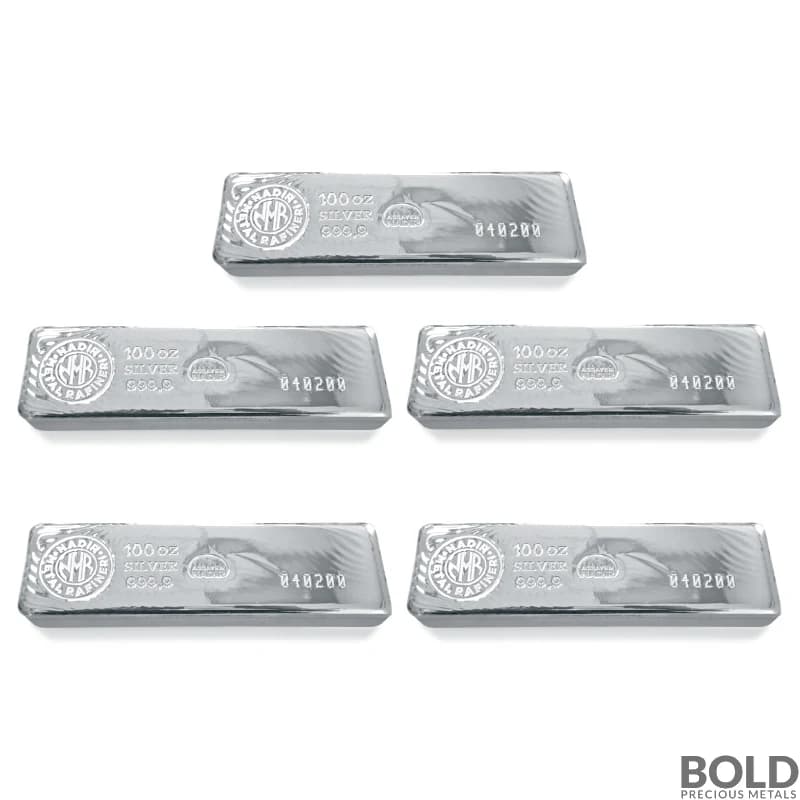 100 oz Nadir Silver Bar - Lot of 5