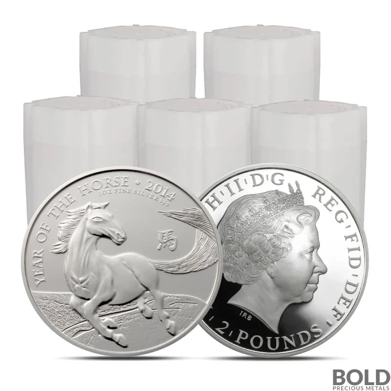 2014 Great Britain Lunar Year of the Horse Silver BU - 100 Pieces in 5 Tube