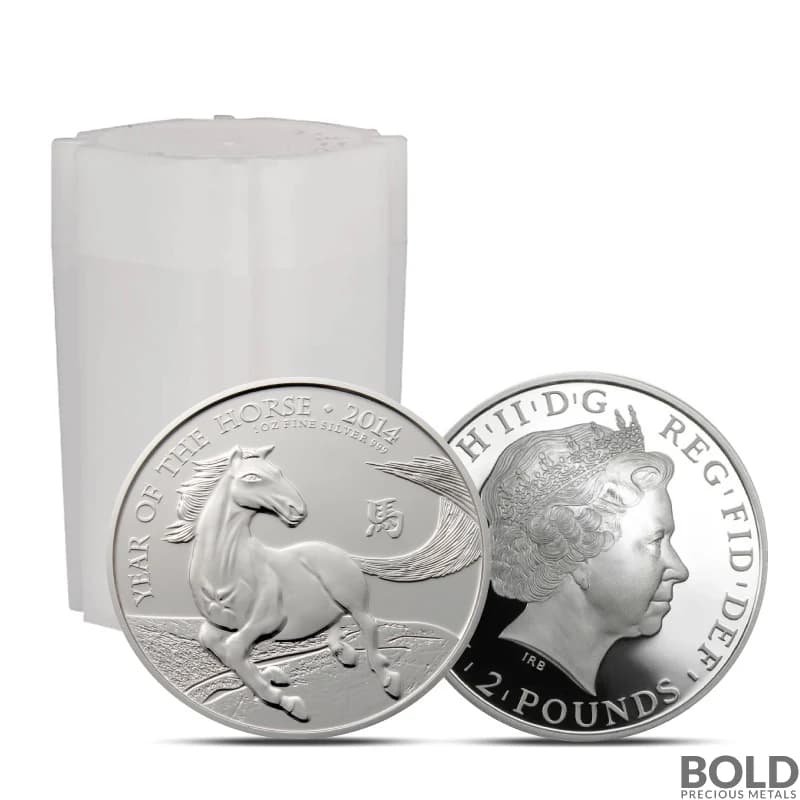 2014 Great Britain Lunar Year of the Horse Silver 20 Coin Tube (BU)