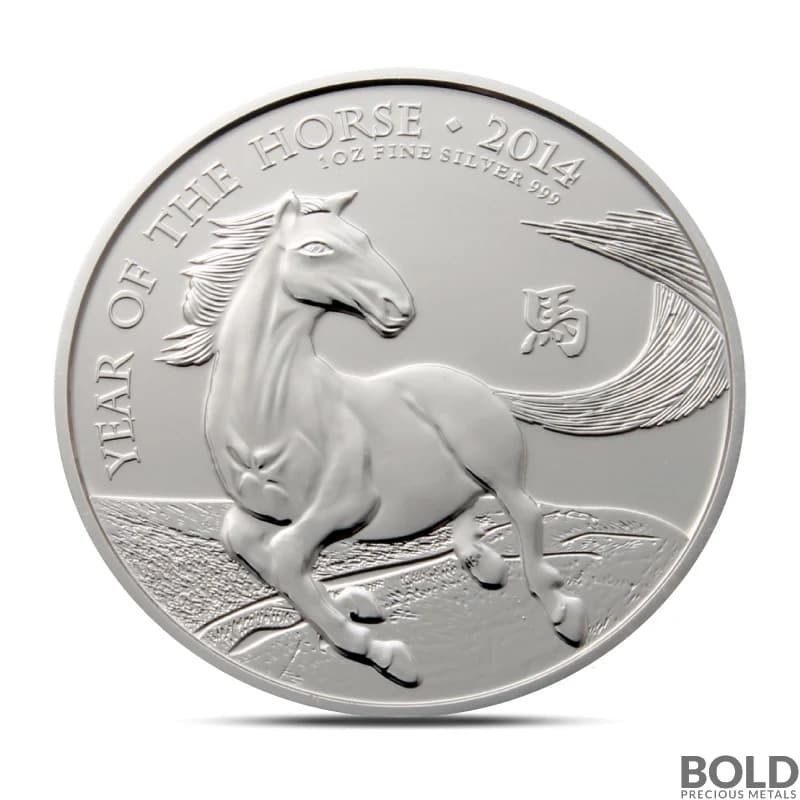 2014 Silver Great Britain Lunar Year of the Horse - 1 oz-Impaired