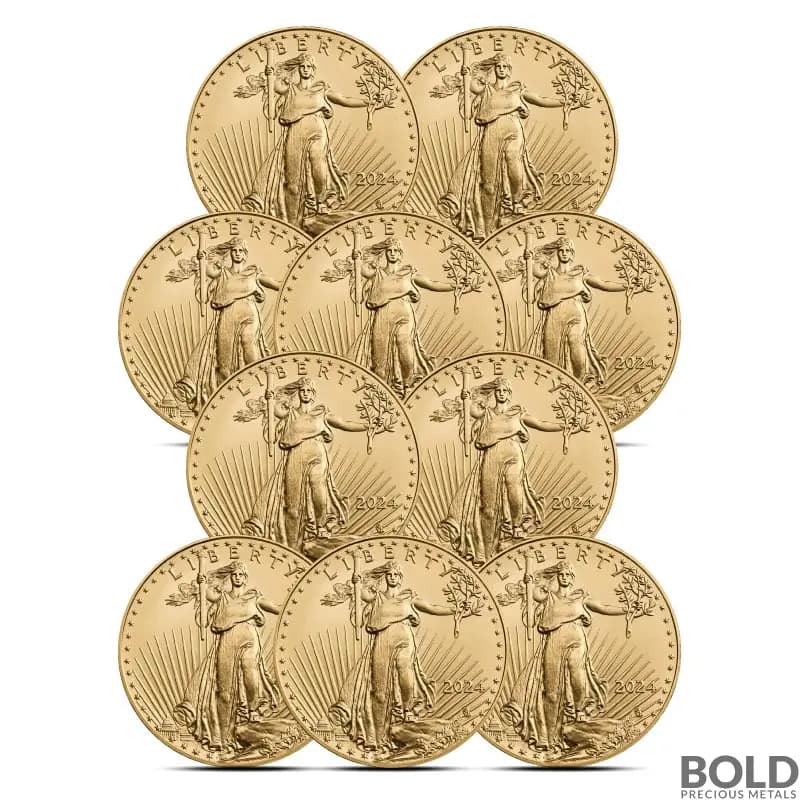 2024 1 oz American Eagle Gold Coin BU (Lot of 10)