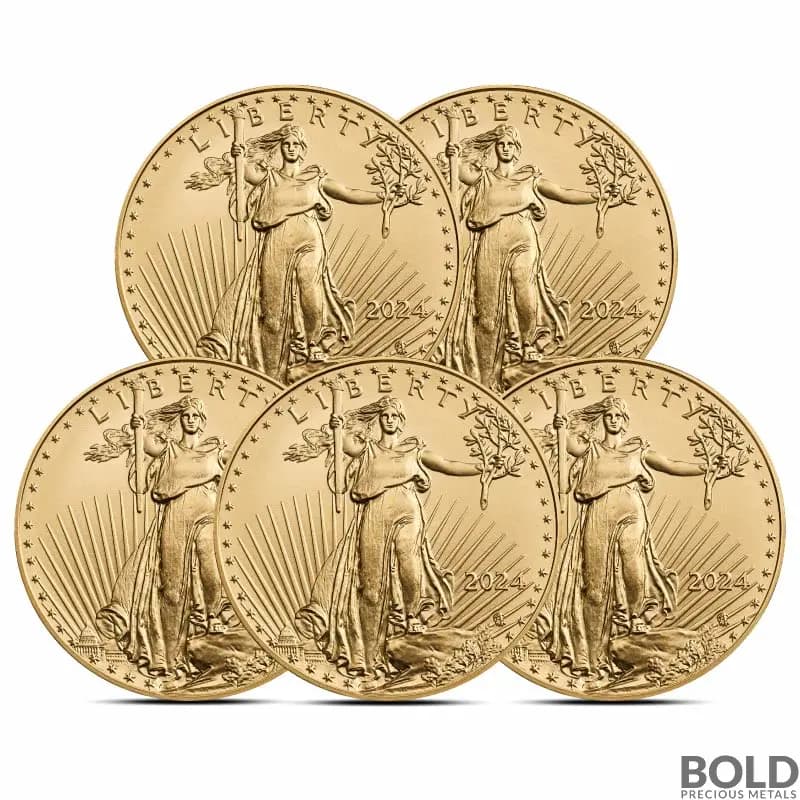 2024 1 oz American Eagle Gold Coin BU (Lot of 5)