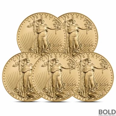 2024 1 oz American Eagle Gold Coin BU (Lot of 5)
