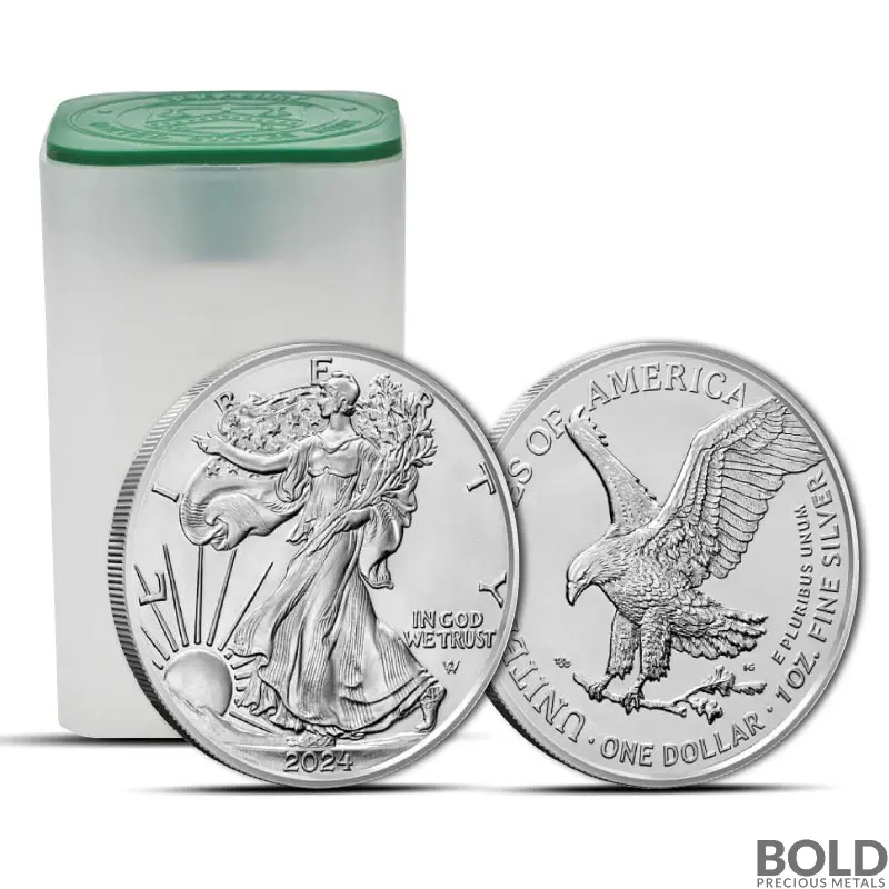 2024 1 oz American Silver Eagle Tube (20 Coins, BU)