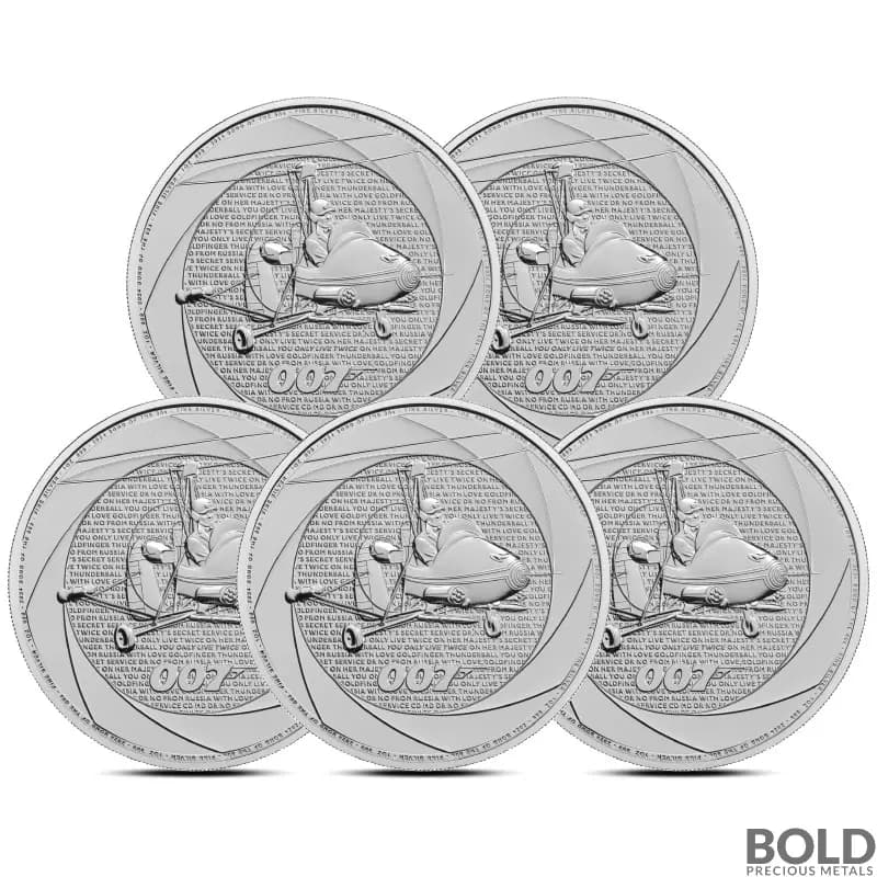 2024 1 oz British James Bond Of The 60's Silver Coin - Lot of 5