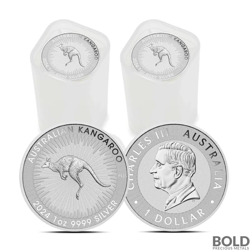 2024 1 oz Perth Kangaroo Silver Coin BU - Lot of 50 (2 Tube of 25)