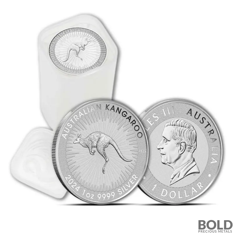 2024 1 oz Perth Kangaroo Silver Tube (25 Coins, BU)