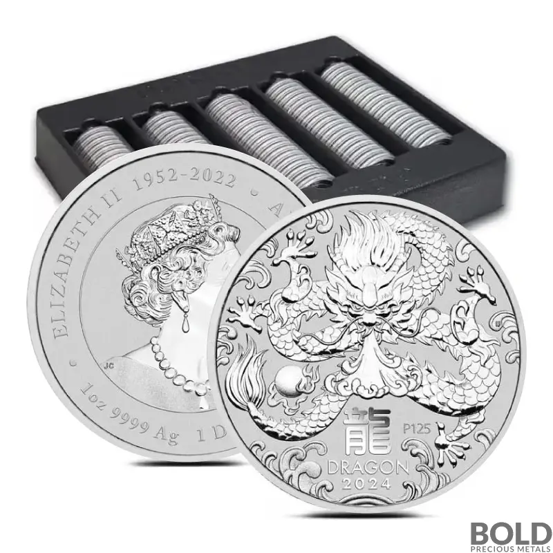 2024 1 oz Perth Lunar Year of the Dragon Silver Coin BU - Box of 100