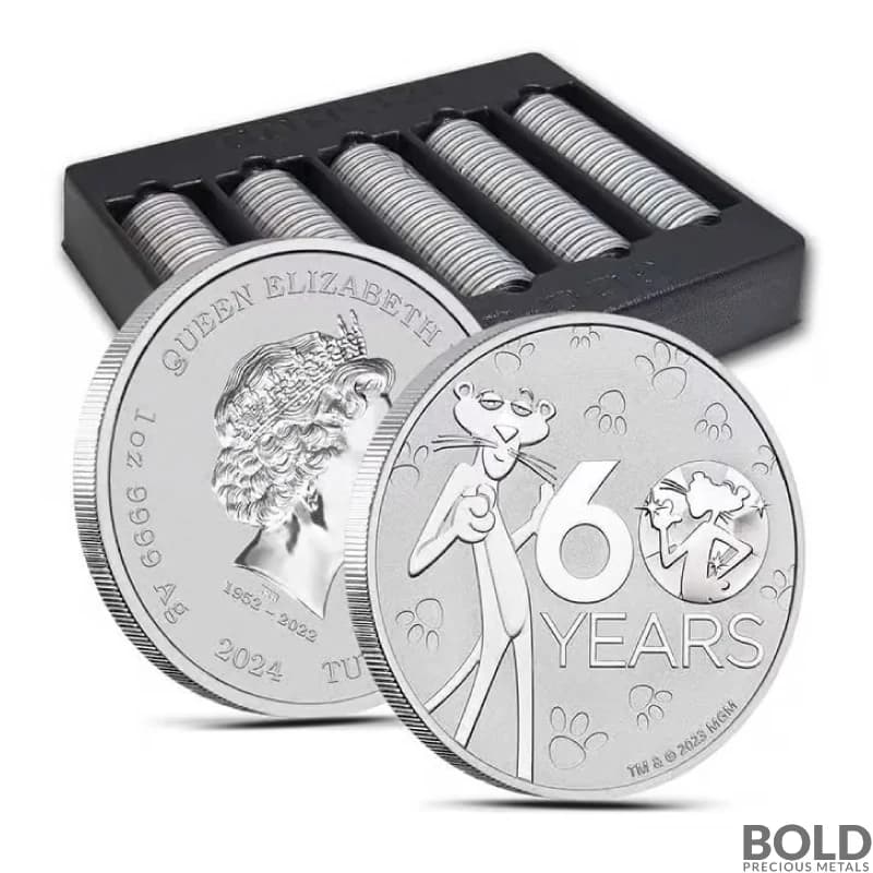 2024 1 oz Tuvalu Pink Panther 60th Anniversary Silver Box (BU, 100 Coins)