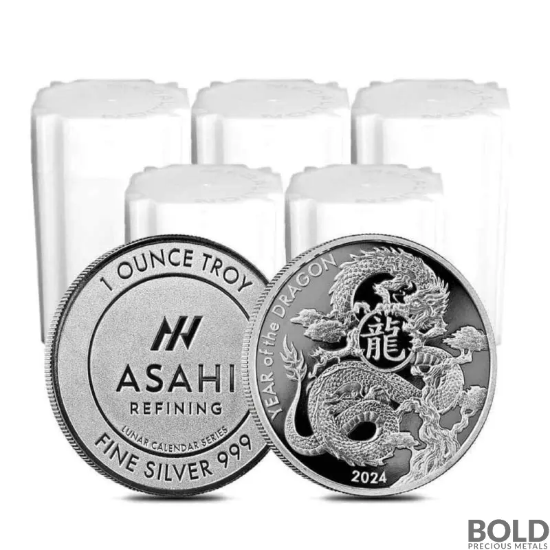 2024 1 oz Asahi Lunar Dragon Silver Round (Lot of 100)