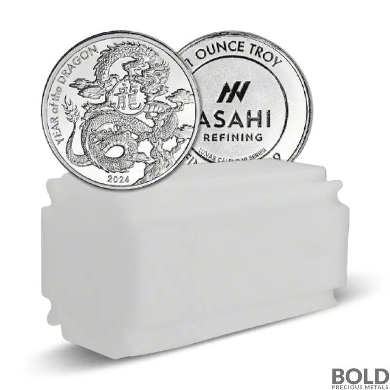 2024 1 oz Asahi Lunar Dragon Silver Round (Roll of 20)