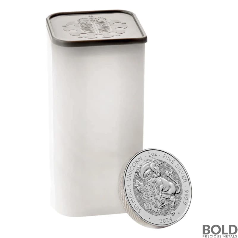 2024 2 oz British Tudor Beasts: Seymour Unicorn Silver - 10 Coin Tube (BU)