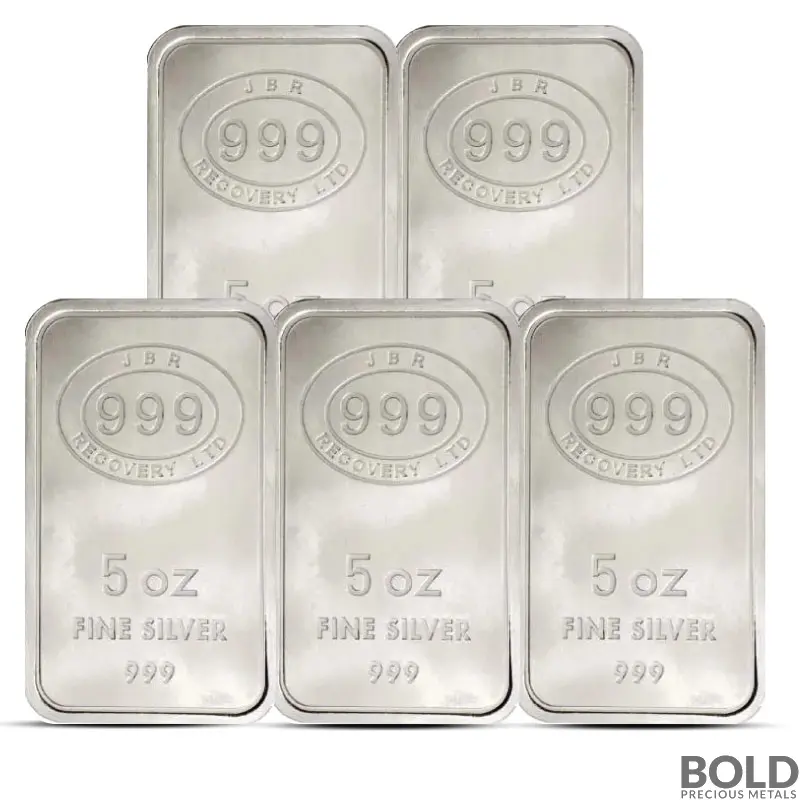 5 oz JBR Silver Bar (Lot of 5)