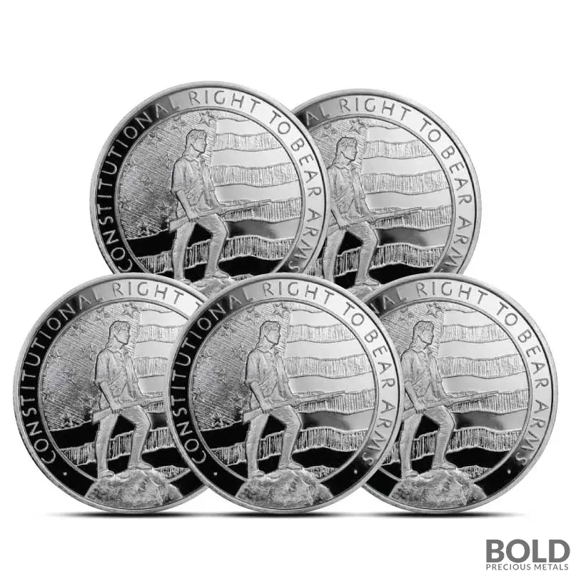 5 oz Second Amendment Silver Round (Lot of 5)