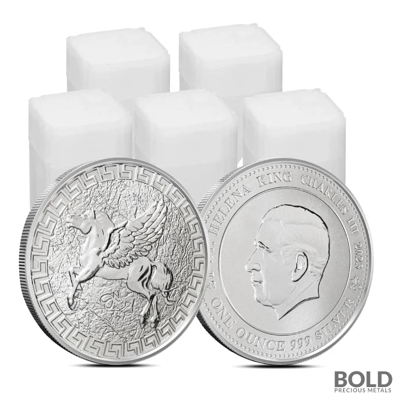 Lot of 100 - 2023 1 oz St Helena Pegasus Jennie Norris Silver Coin (BU) - 5 Tube of 20