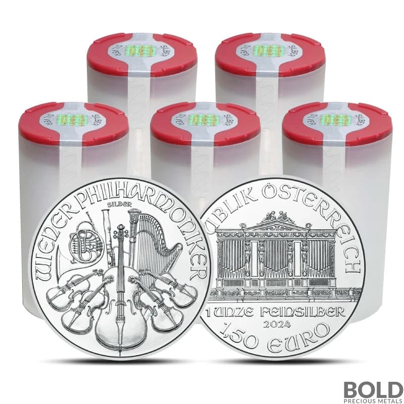 Lot of 100 - 2024 1 oz Austrian Silver Philharmonic Coin BU (5 Tube of 20)
