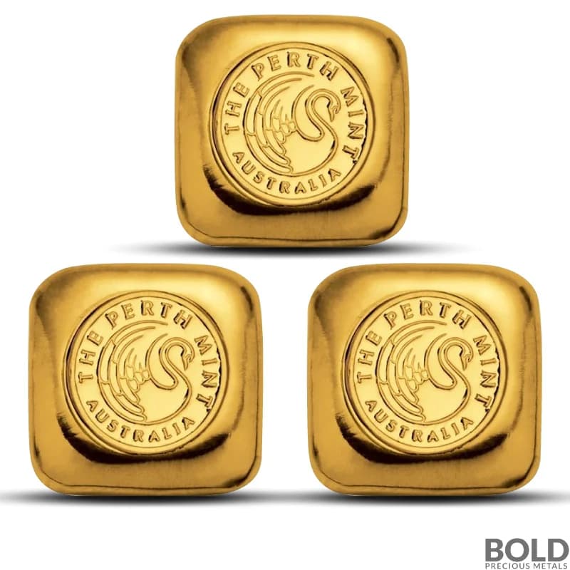 Lot of 3 - 1 oz Perth Mint Gold Cast Bar (New)