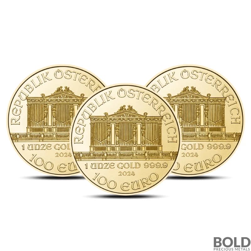 Lot of 3 - 2024 1 oz Austrian Gold Philharmonic Coin (BU)