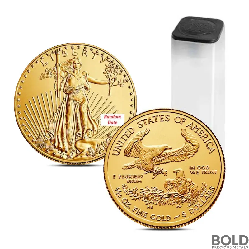 1/10 oz American Eagle Gold Coin (Tube of 50, BU, Random)