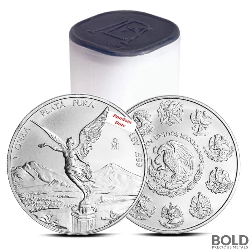 Tube of 25 - Random Date 1 oz Mexican Libertad Modern Design Silver Coin BU