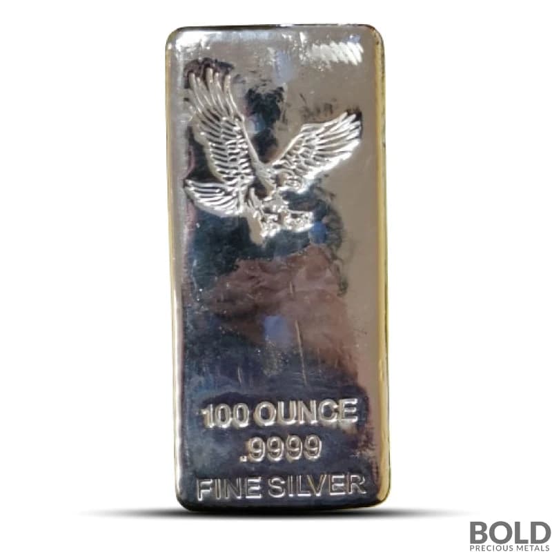 100 oz CNT Eagle Silver Bar (Poured)