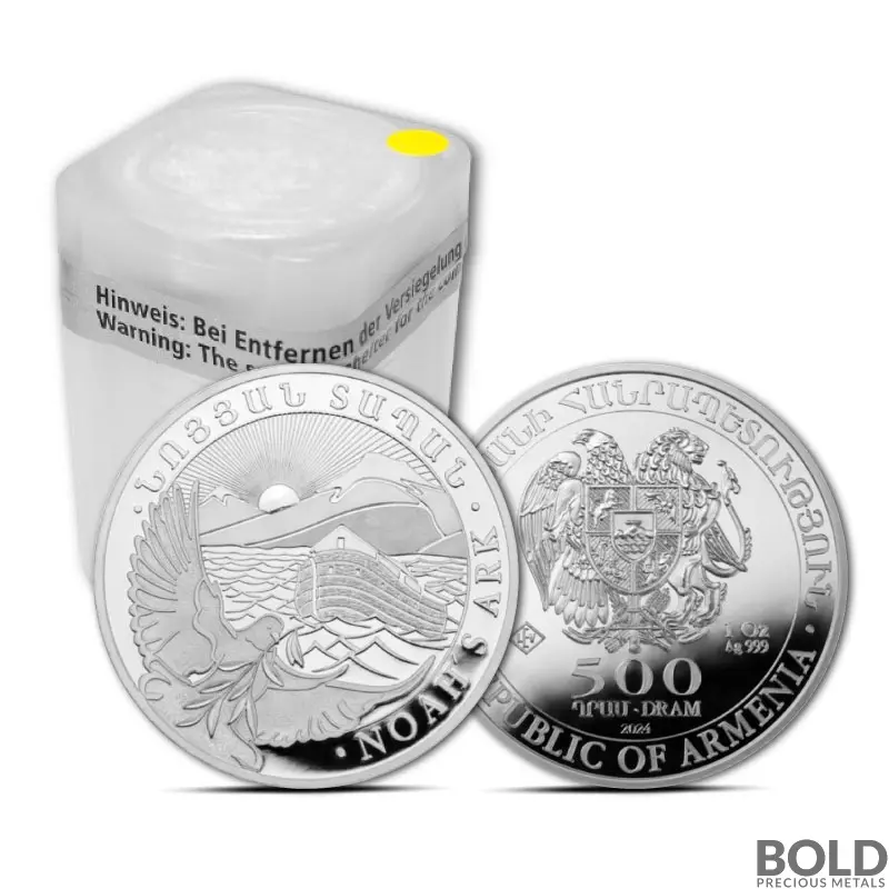 2024 1 oz Armenia Silver Noah's Ark Tube (20 Coins, BU)
