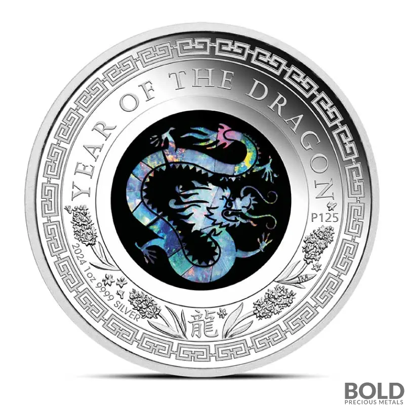 2024 1 oz Perth Opal Lunar Dragon Silver Coin (Proof)