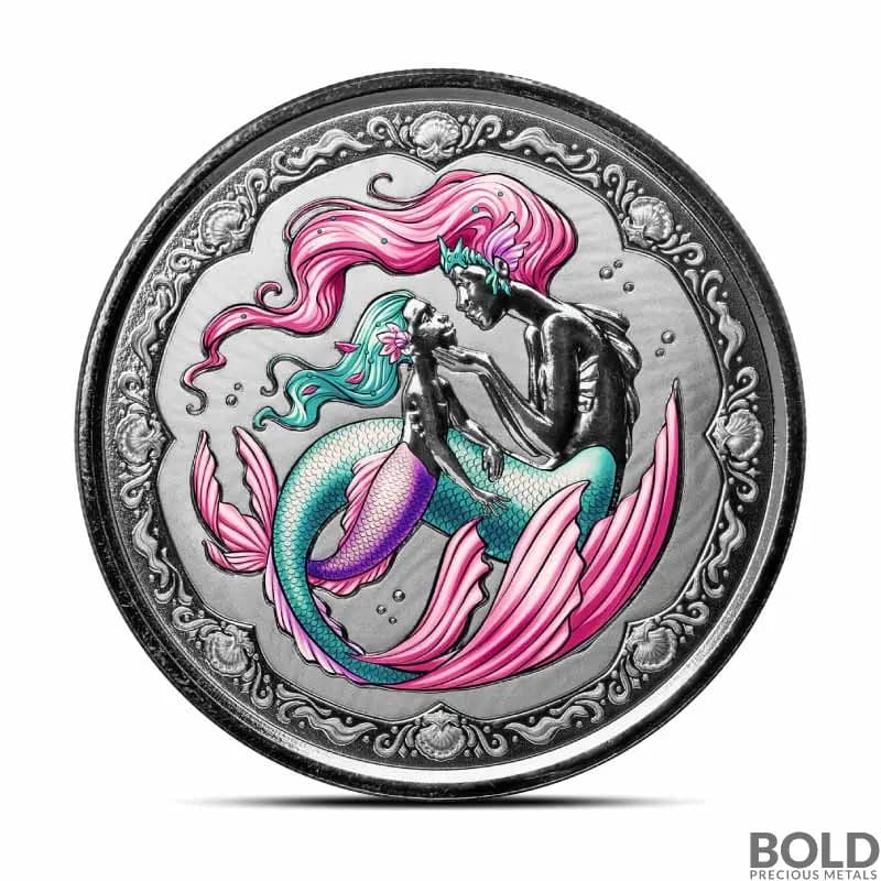 2023 1 oz Samoa Mermaid Mother & Daughter Silver Coin (Colored)