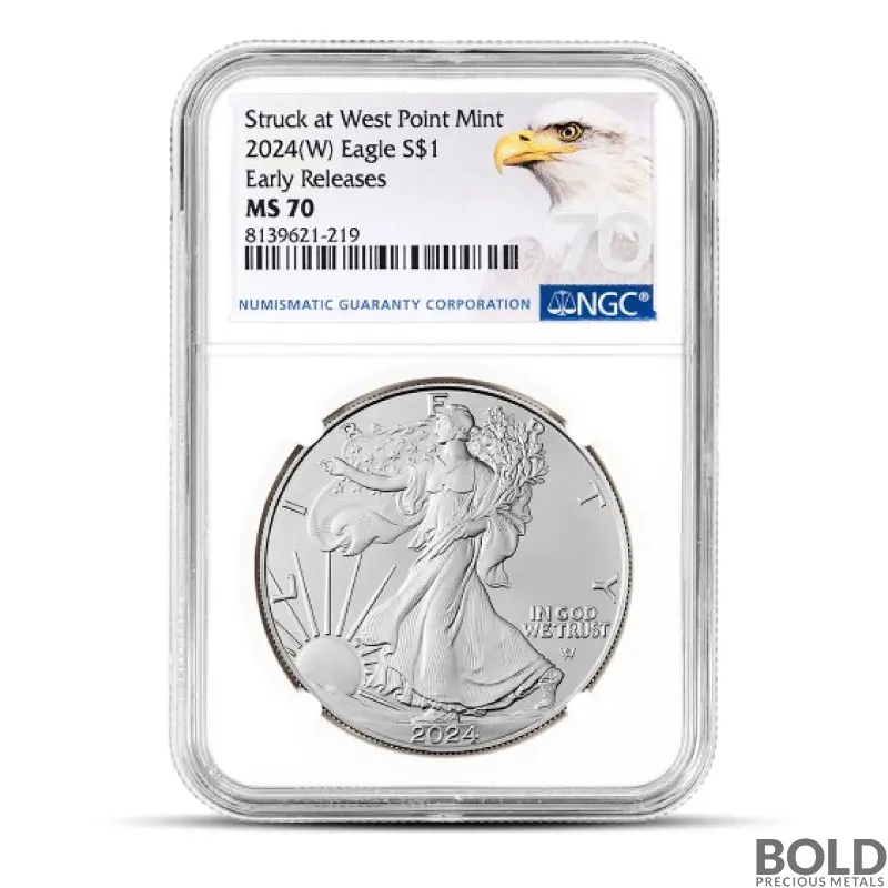 2024-W 1 oz America Silver Eagle Coin NGC MS70 (Early Release Eagle Label)
