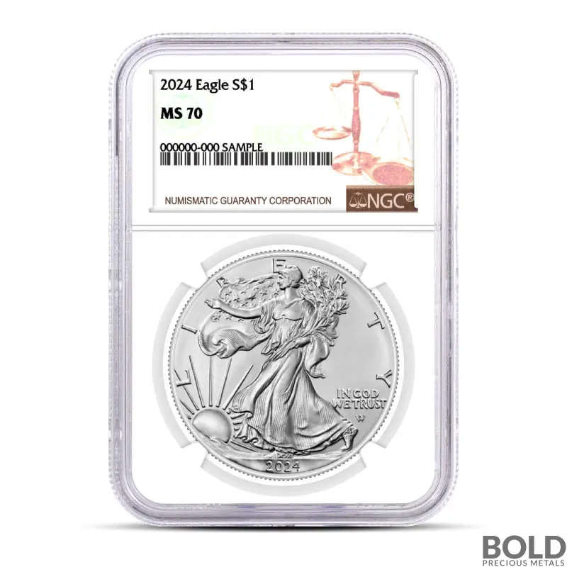 2024-W 1 oz America Silver Eagle Coin MS70 NGC (Brown Label)