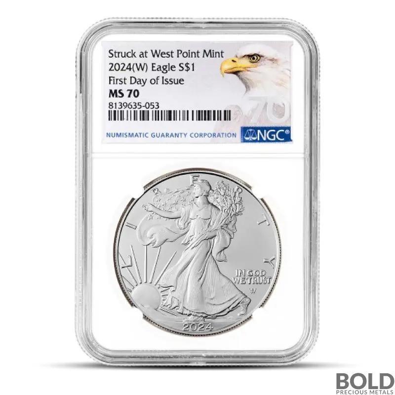 2024-W 1 oz America Silver Eagle Coin NGC MS70 (Black Core First Day Label)
