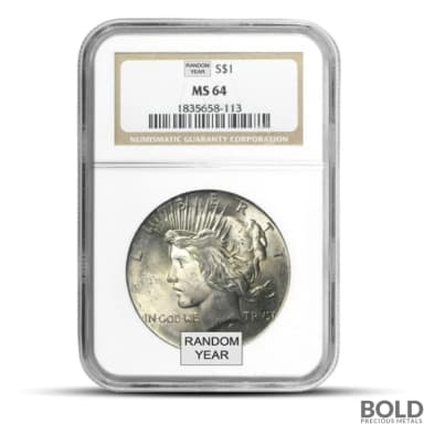 Silver Peace Dollar NGC MS64 (Random)
