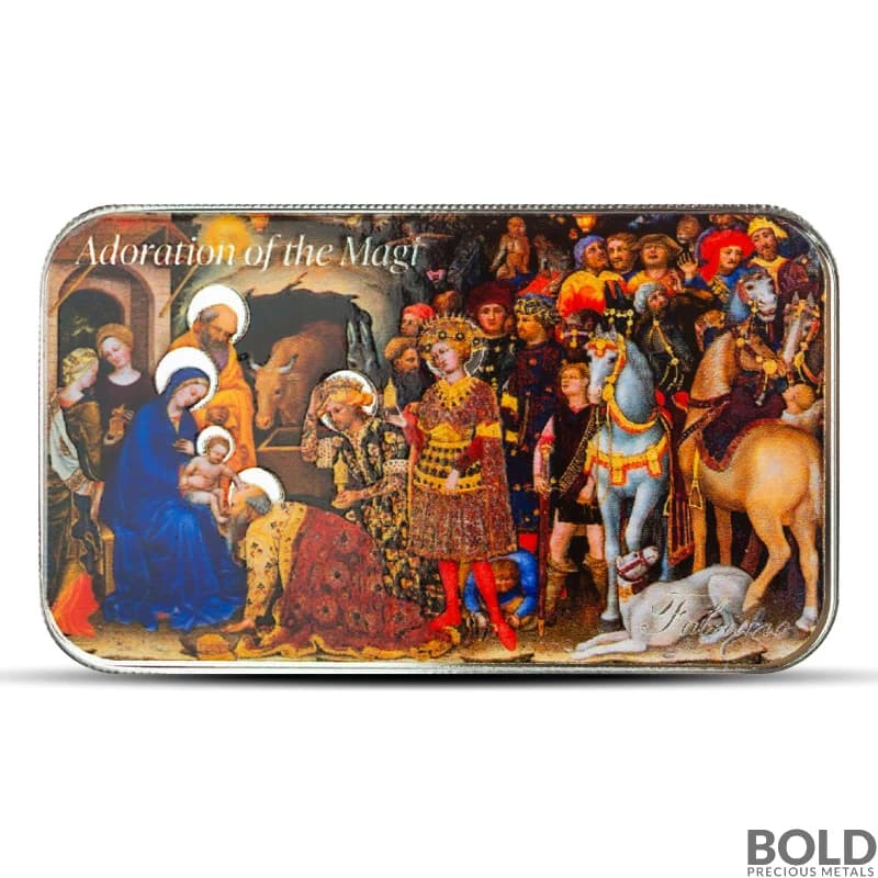 1 oz Adoration Of The Magi Gentile da Fabriano Silver Bar (Color)