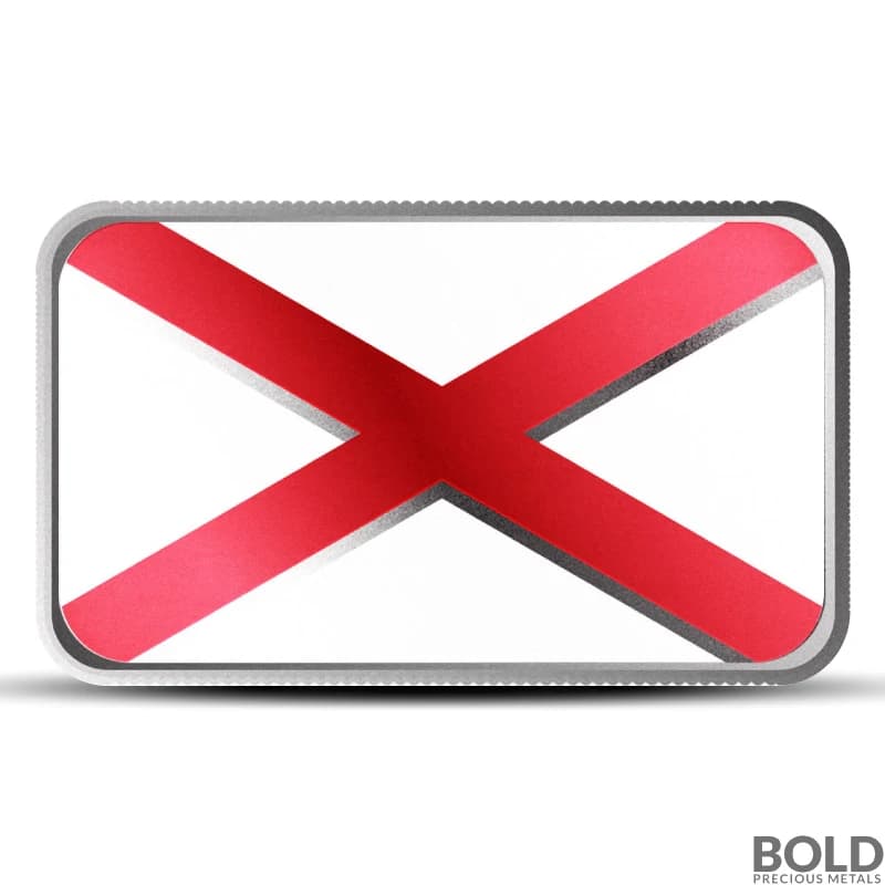 1 oz Alabama State Flag Silver Bar (Colored)