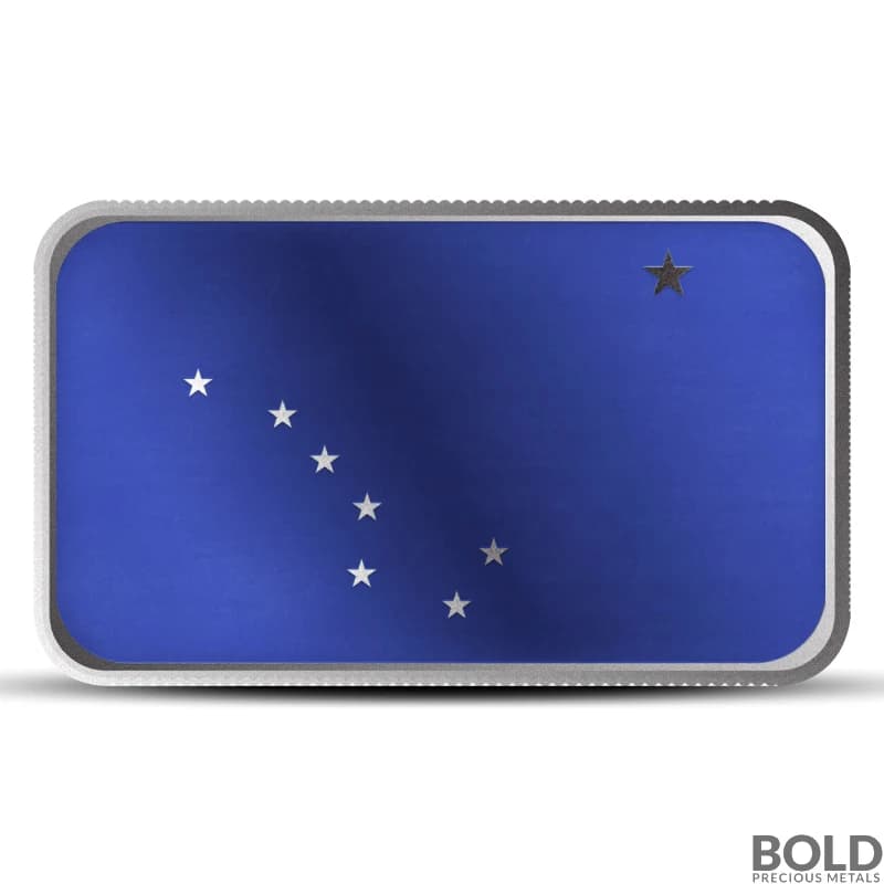 1 oz Alaska State Flag Silver Bar (Colored)