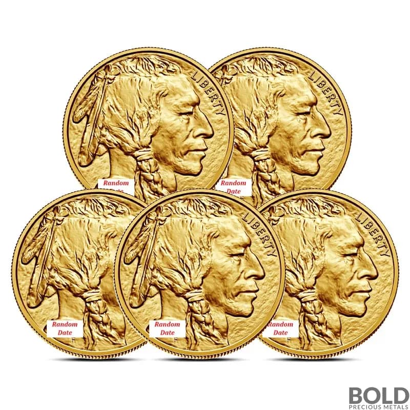 1 oz American Buffalo Gold Coin BU (Random, Lot of 5)
