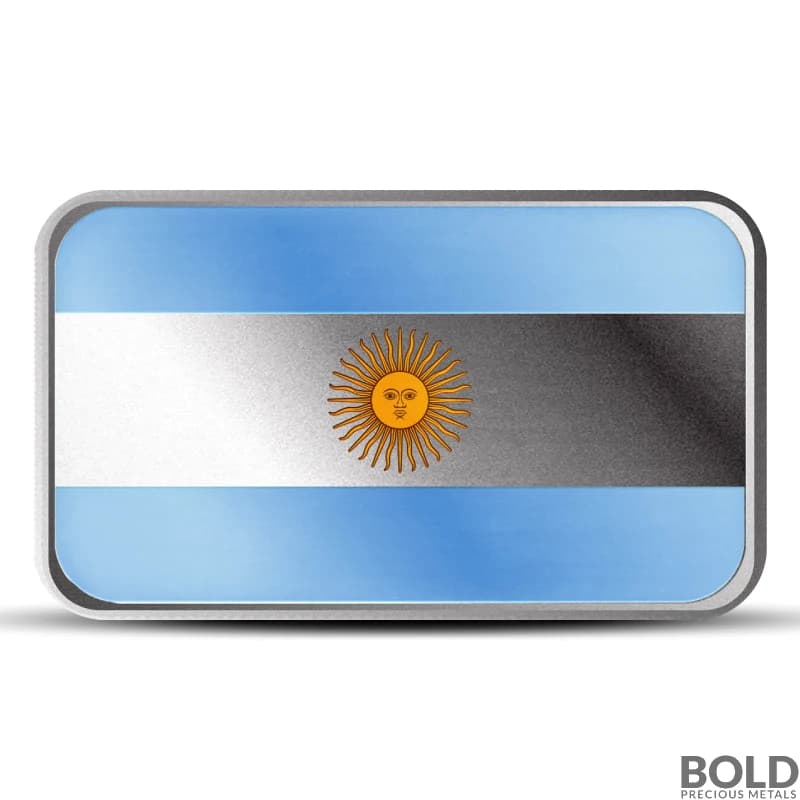 1 oz Argentina Country Flag Silver Bar (Colored)