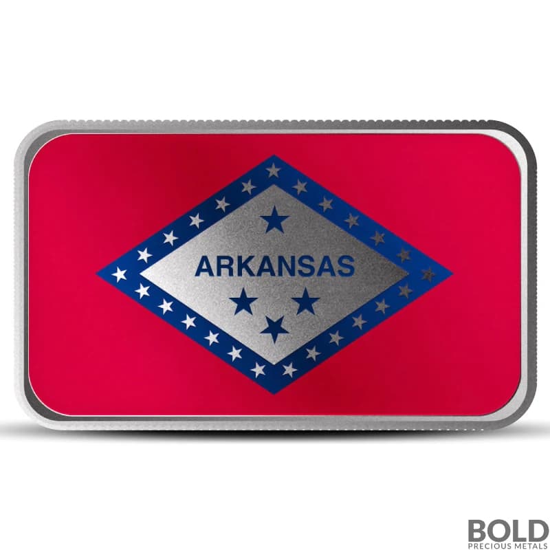 1 oz Arkansas State Flag Silver Bar (Colored)