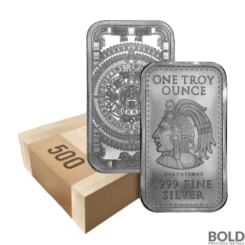 1 oz Aztec Calendar Silver Bar - Box of 500