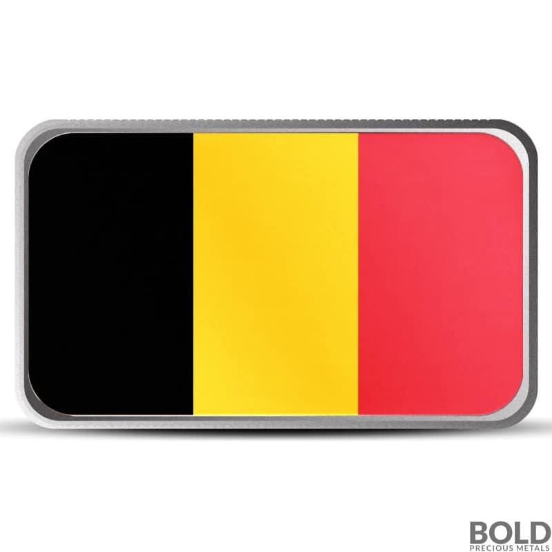 1 oz Belgium Country Flag Silver Bar (Colored)