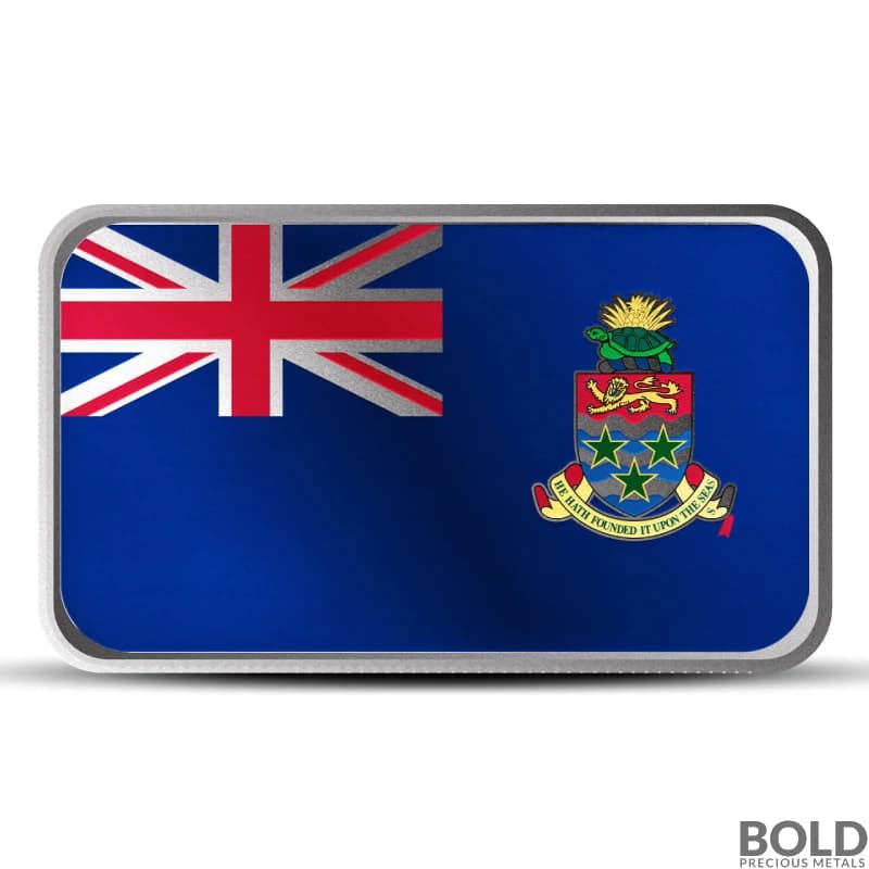 1 oz Cayman Islands Country Flag Silver Bar (Colored)