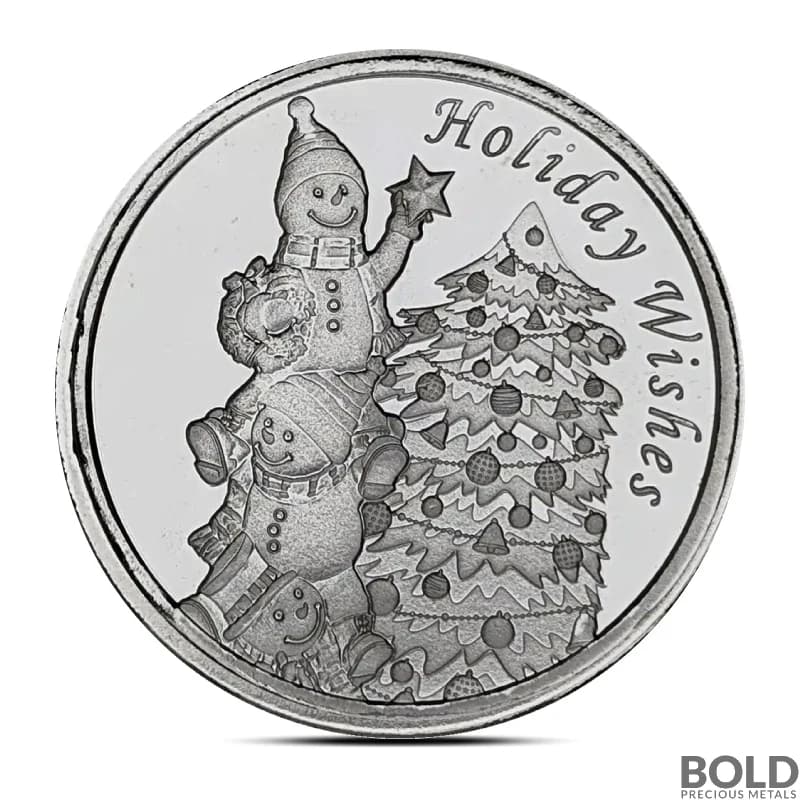 1 oz Christmas Snowmen Holiday Wishes Silver Round