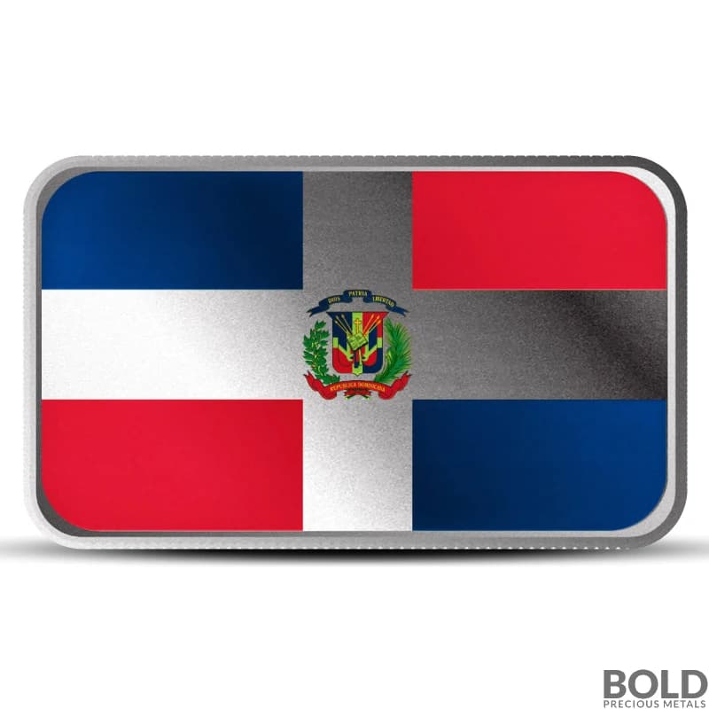 1 oz Dominican Republic Country Flag Silver Bar (Colored)