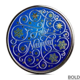 1 oz Feliz Navidad Silver Round (Color)
